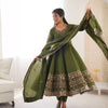 Silk Embroidered Gown Set with Dupatta