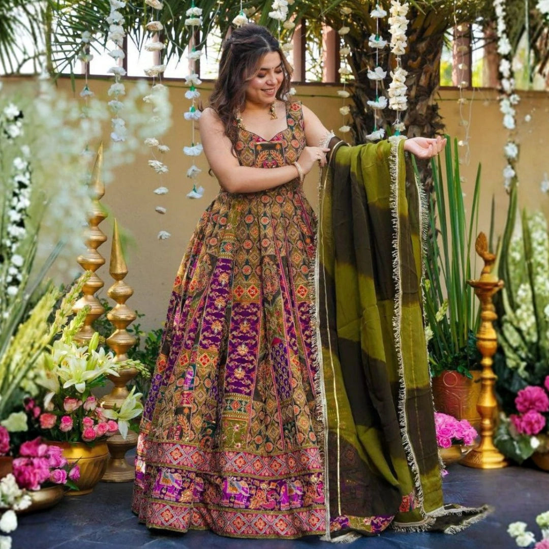 Jimmy Organza Silk Digital Print Anarkali Gown