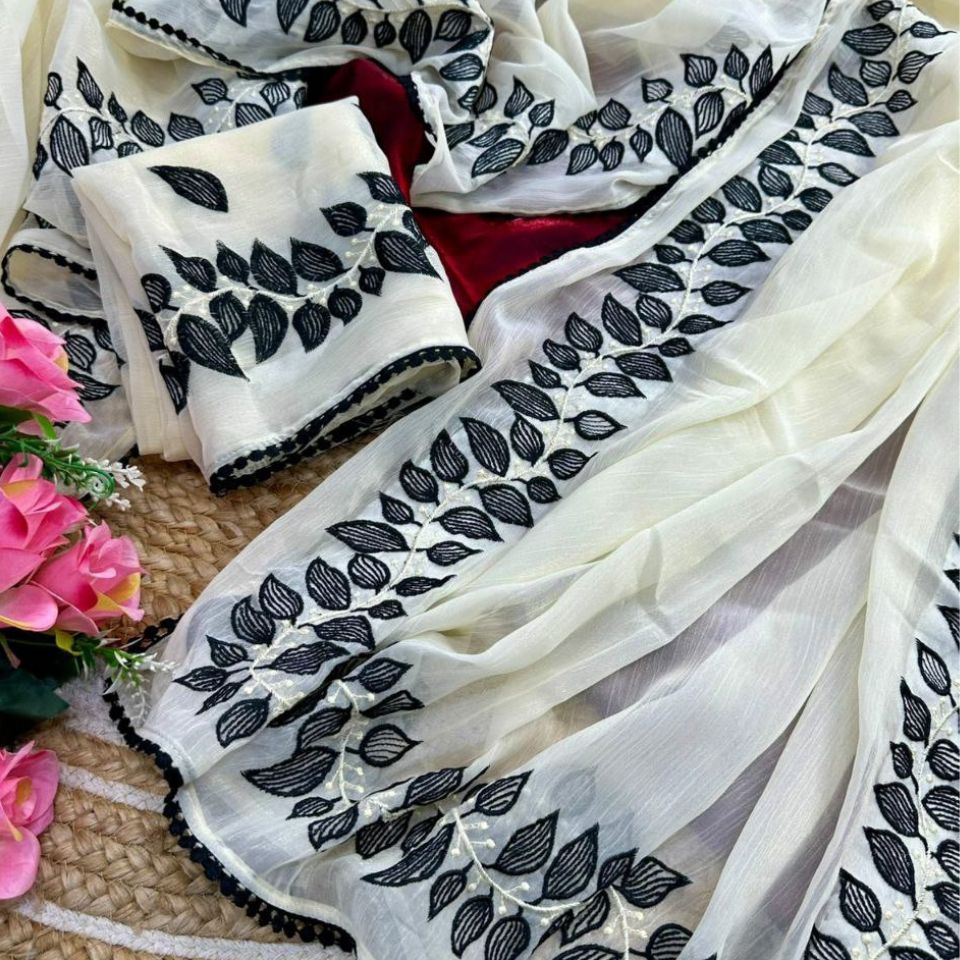 Golden Whisper Embroidered Saree