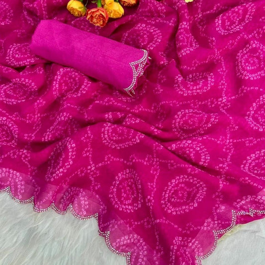 Noor Bandhani Georgette Saree