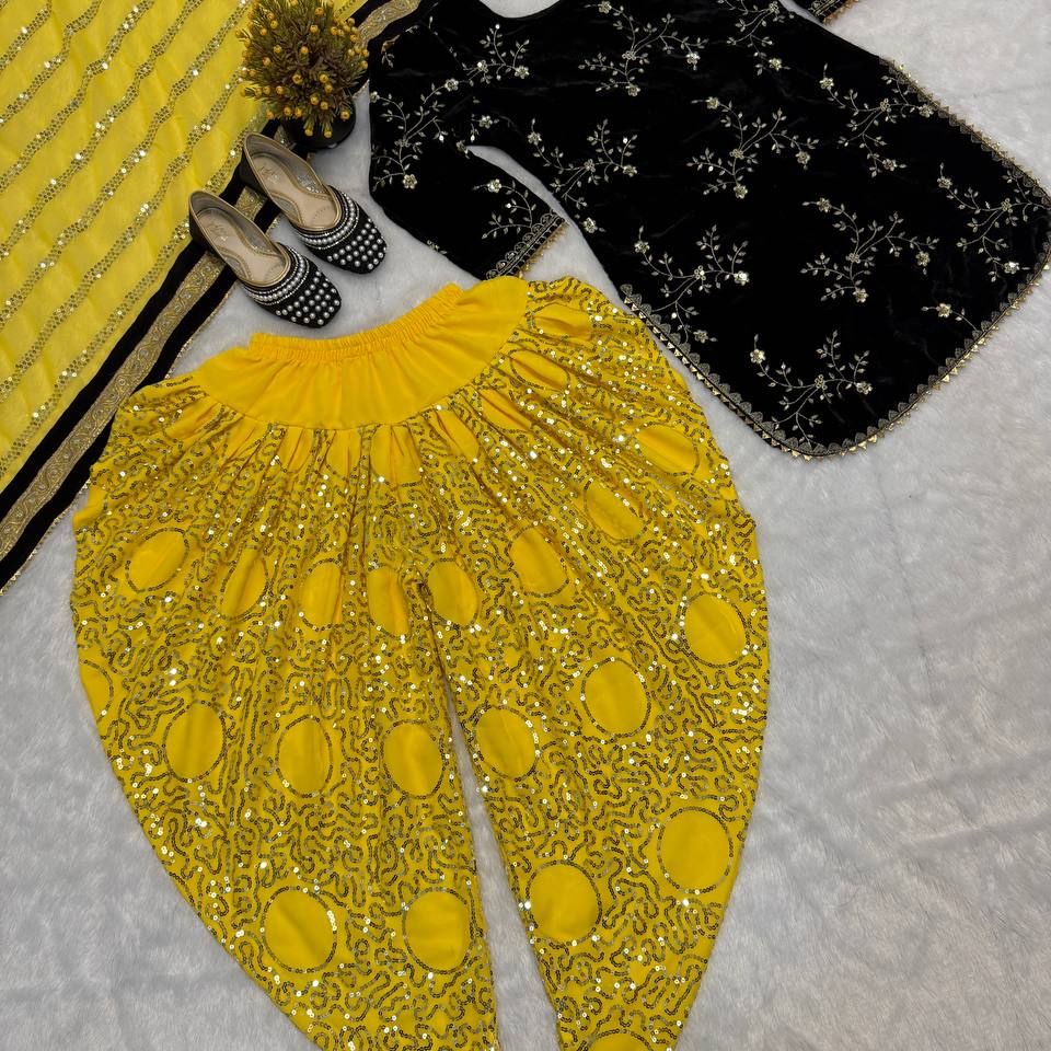 Golden Grace Dhoti Salwar Suit – Yellow