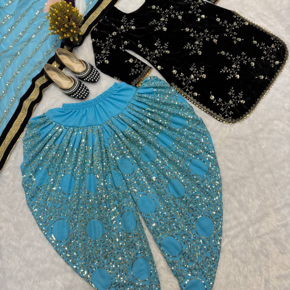 Punjabi Girl Dhoti Salwar Suit - Blue