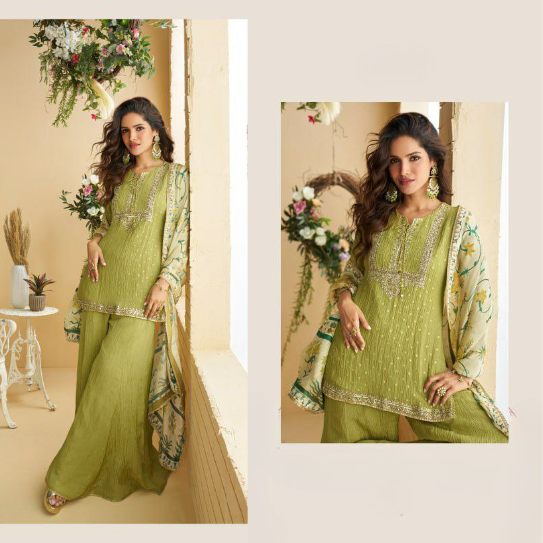 Noor Chinon Embroidered Top & Palazzo Set