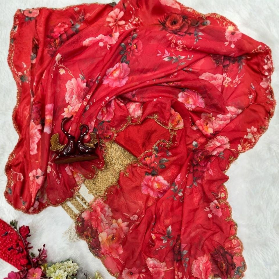 Floral Whisper – Soft Tebby Silk Saree