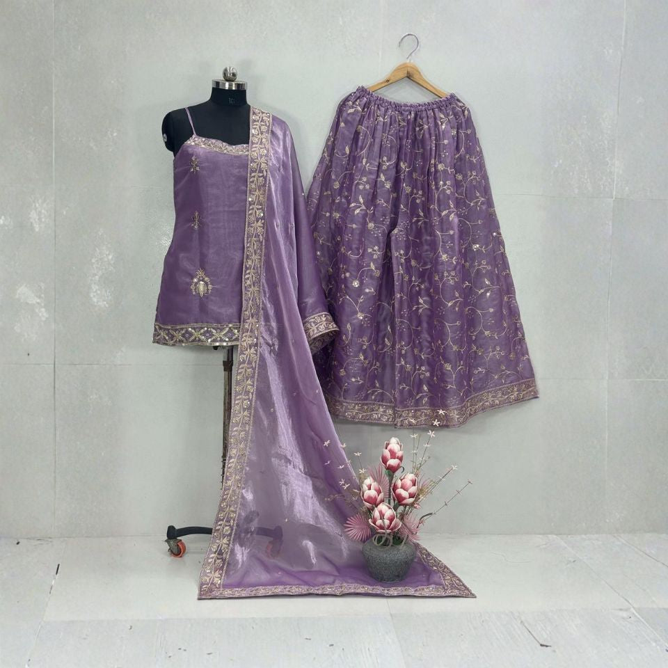 Ethereal Elegance – Embroidered Organza Set