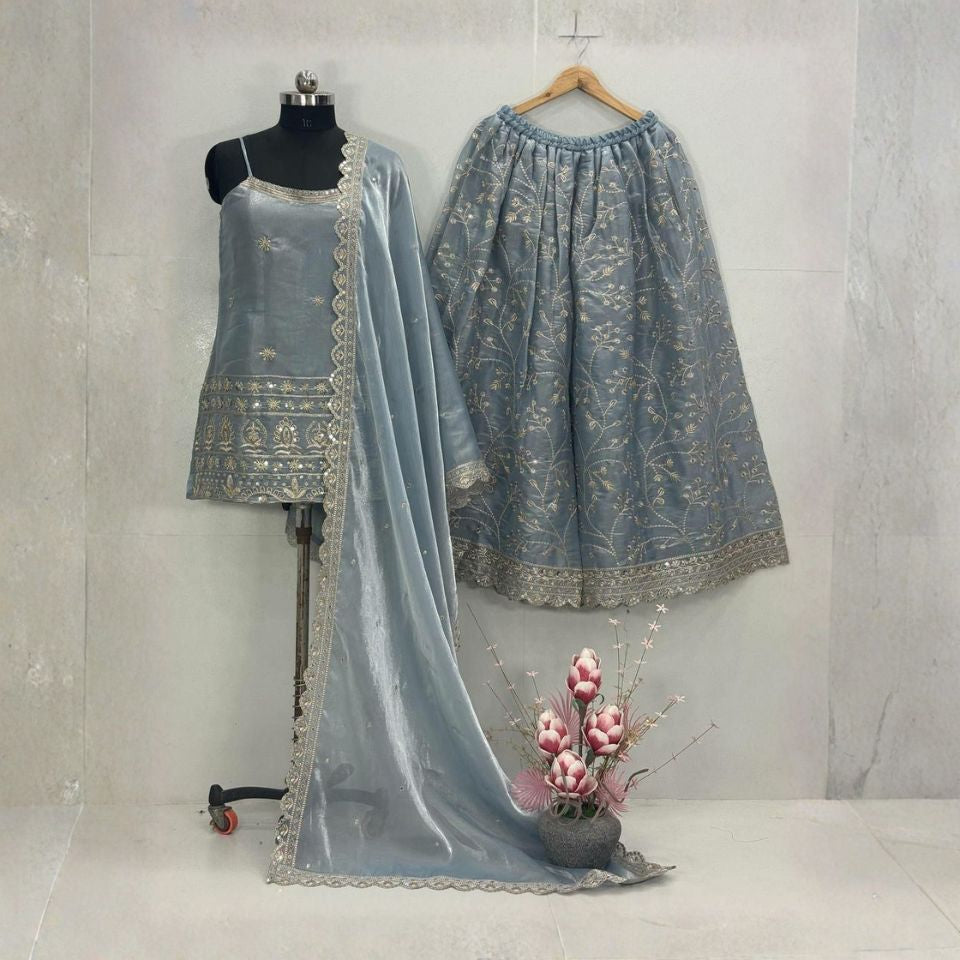 Ethereal Elegance – Embroidered Organza Set