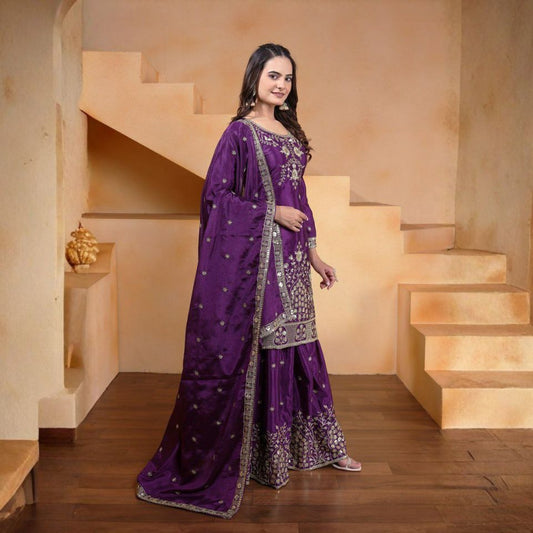 Graceful Glow – Chinon Embroidered Sharara Set