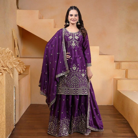 Graceful Glow – Chinon Embroidered Sharara Set