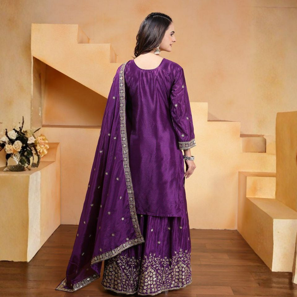 Graceful Glow – Chinon Embroidered Sharara Set