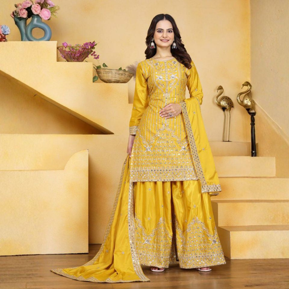 Radiant Charm – Sequined Crepe Sharara Set