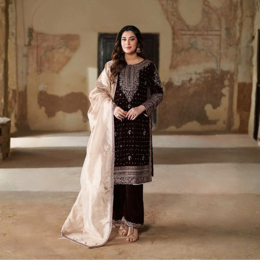 Royal Velvet – Embroidered Micro Velvet Set