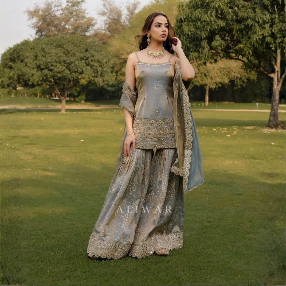 Ethereal Elegance – Embroidered Organza Set