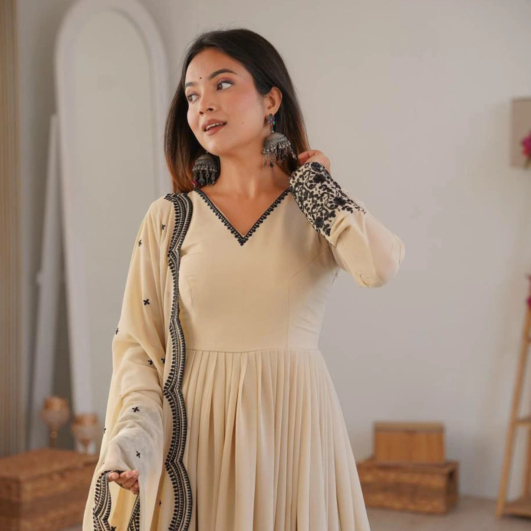 Premium Faux Georgette Embroidered Suit Set