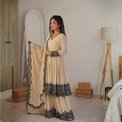 Premium Faux Georgette Embroidered Suit Set