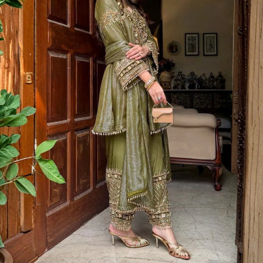 Embroidered Designer Kurta Plazzo Set with Dupatta