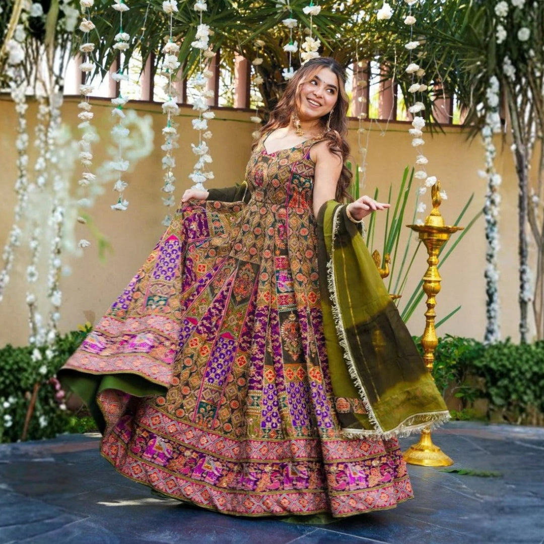 Jimmy Organza Silk Digital Print Anarkali Gown
