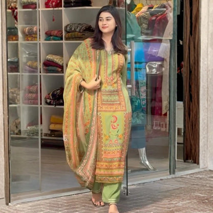 Faux Georgette Digital Print Kurta Set with Dupatta