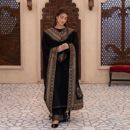 Roman Silk Embroidered Kurta Set with Dupatta