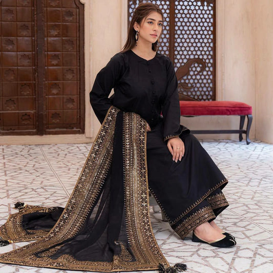 Roman Silk Embroidered Kurta Set with Dupatta