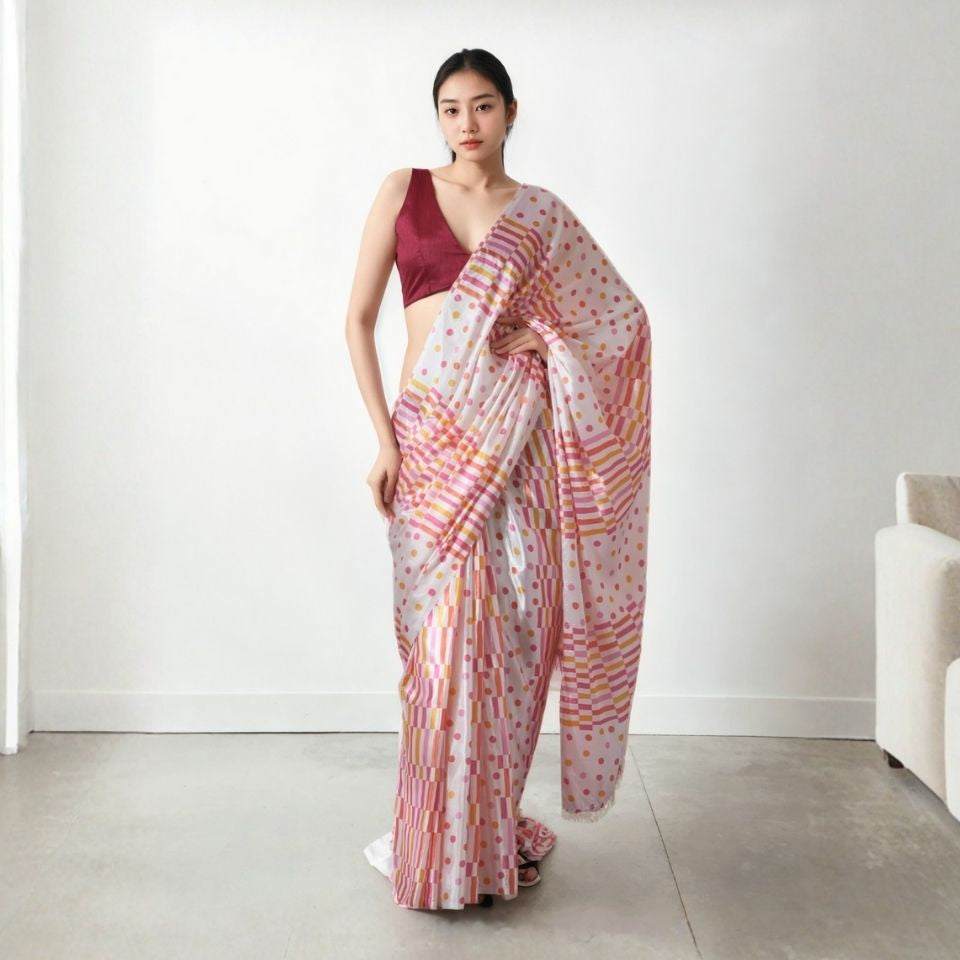 Modern Vintage Rose Saree