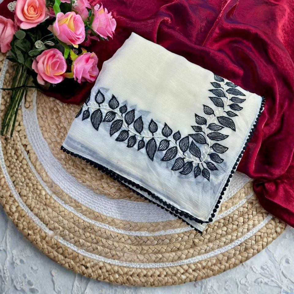 Golden Whisper Embroidered Saree