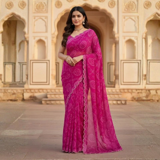 Noor Bandhani Georgette Saree