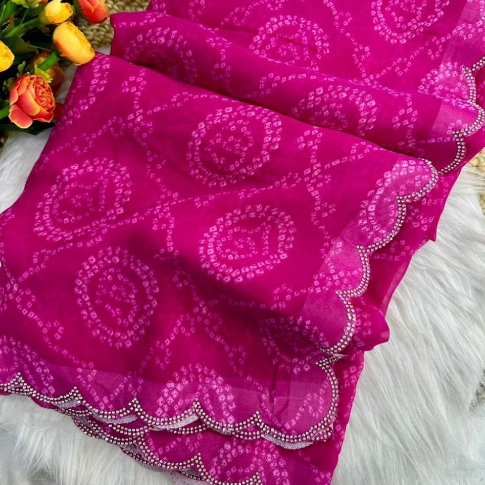 Noor Bandhani Georgette Saree