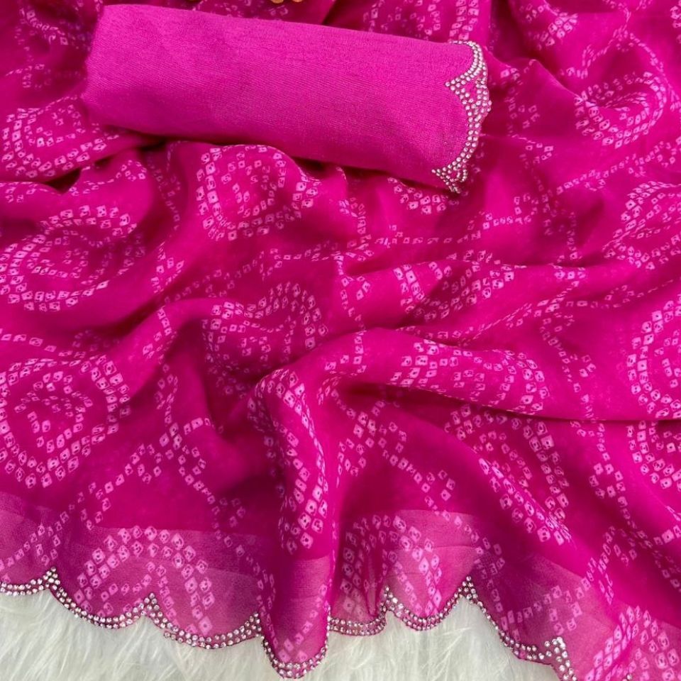 Noor Bandhani Georgette Saree