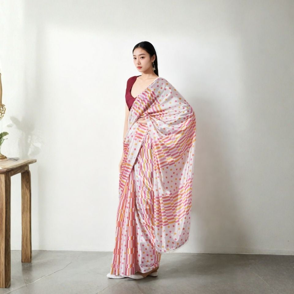 Modern Vintage Rose Saree