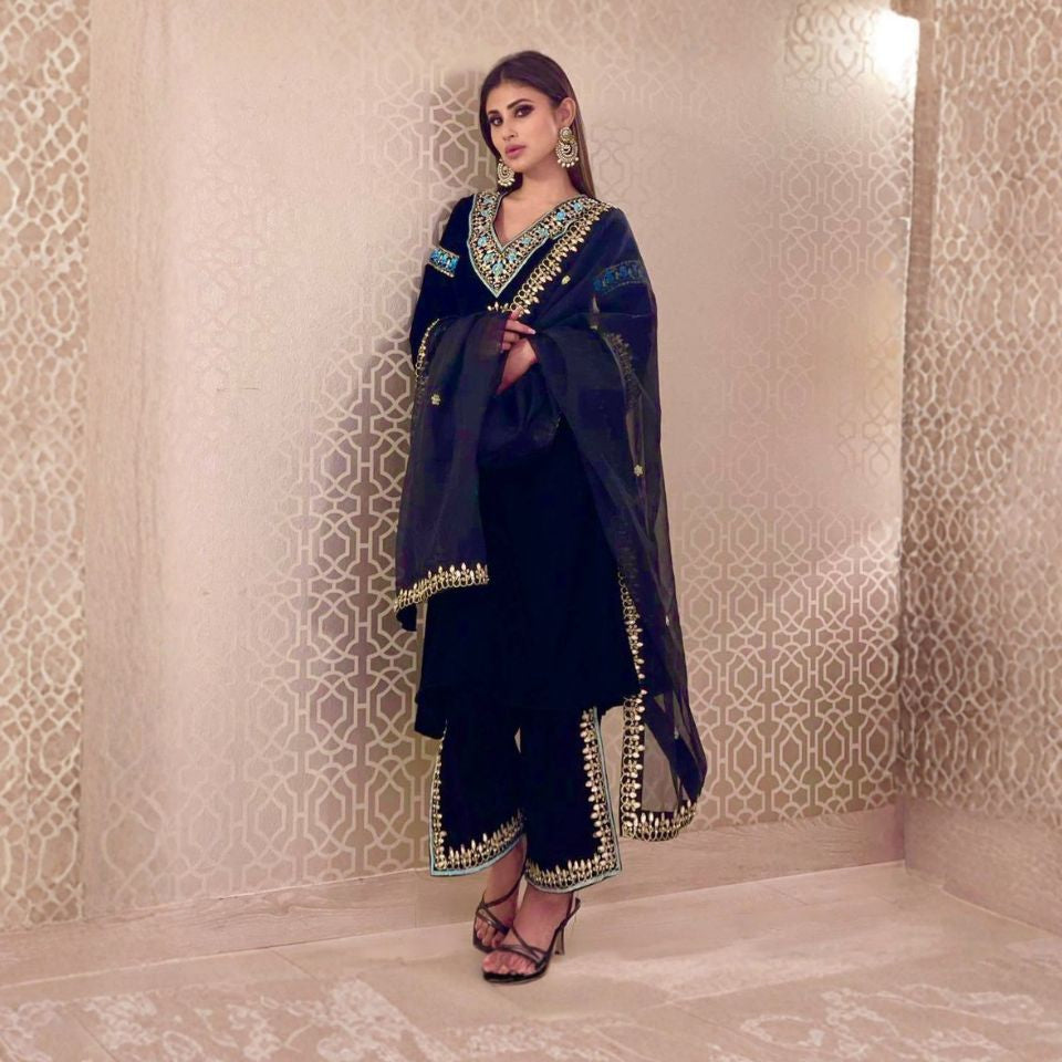 Ramzan Special Blue Embellished Kurta Set