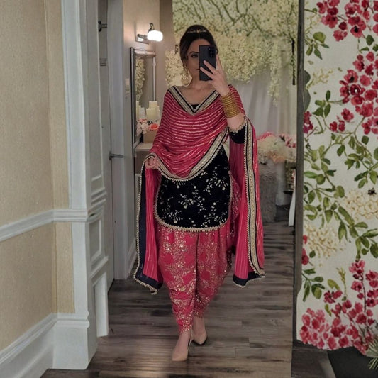 Punjabi Cultural Dhoti Salwar Suit - Pink